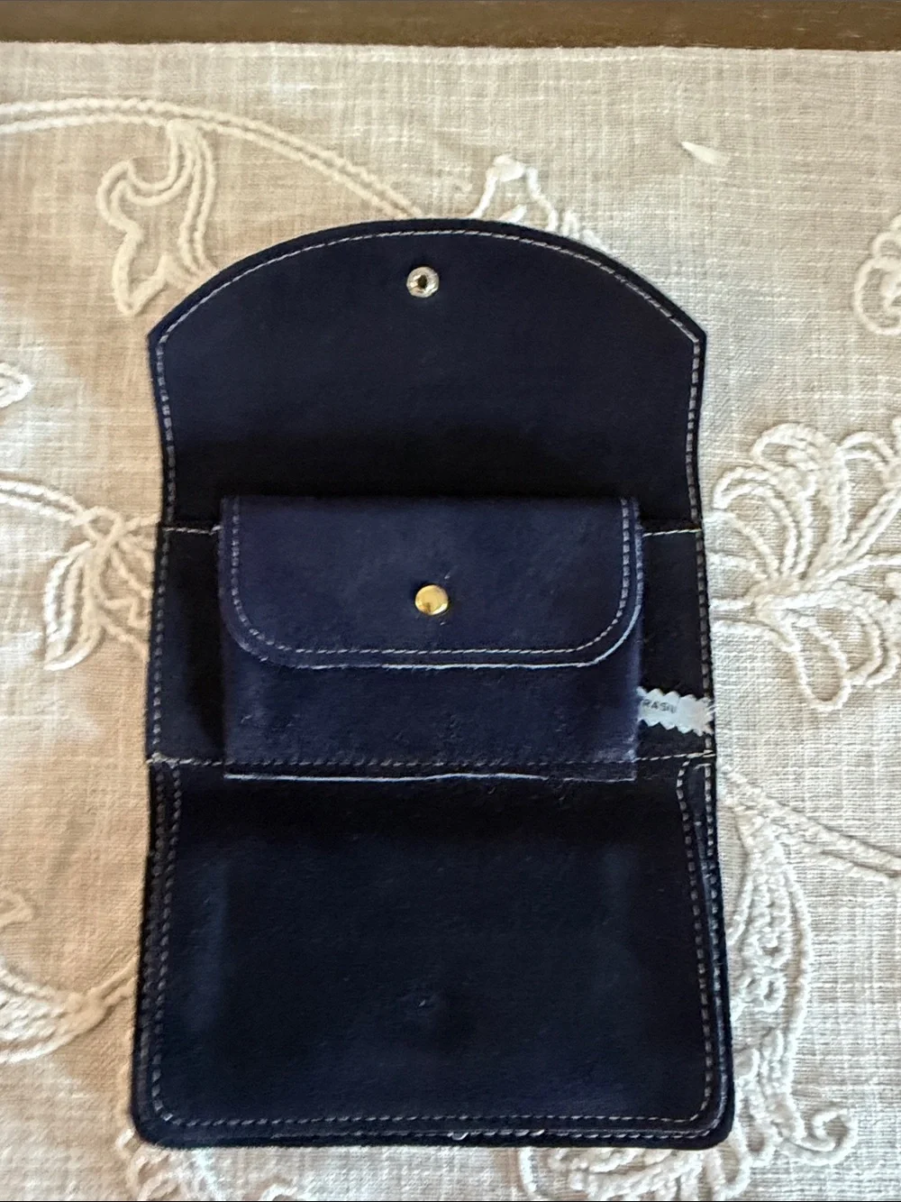 A. R. Buckskin Black Suede Envelope  Checkbook Wallet